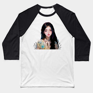 a girl with long black hair Baseball T-Shirt